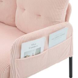 HomeTouch Modern 3 Seater Double Sofa with Side Pockets & Armrests Loveseat in Pink - thumbnail 9