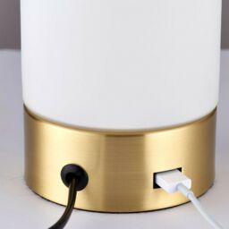 Loops 2 PACK - Touch Dimmable Table Lamp Brass & Frosted Glass Shade Light USB Charger in Clear - thumbnail 5