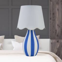 First Choice Lighting Set of 2 Connie - Blue & White Stripe Ceramic Table Lamps - thumbnail 5