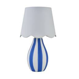 First Choice Lighting Set of 2 Connie - Blue & White Stripe Ceramic Table Lamps - thumbnail 2