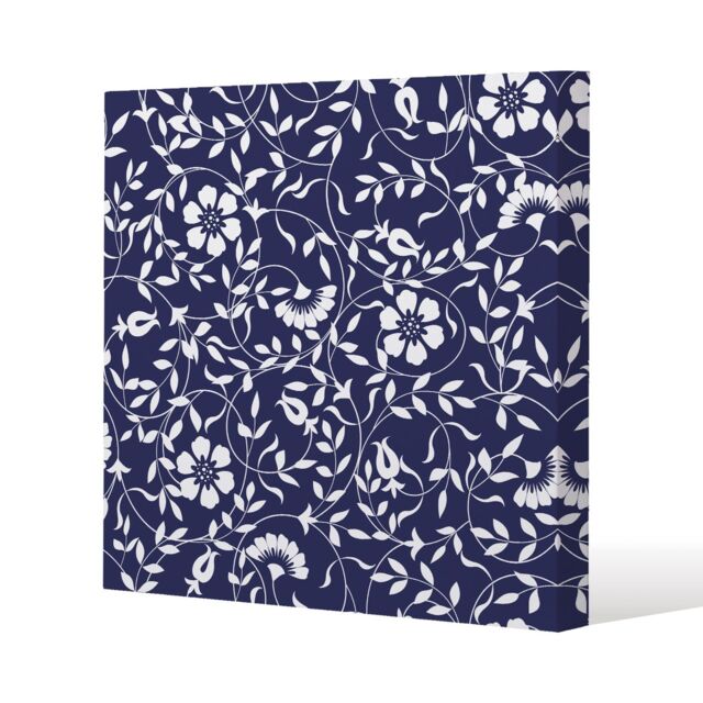 Benjamin Tate Design White Flowers on Navy (Canvas Print) / 114 x 114 x 4cm in Natural - Size: 114 x 114 x 4 cm - image 1