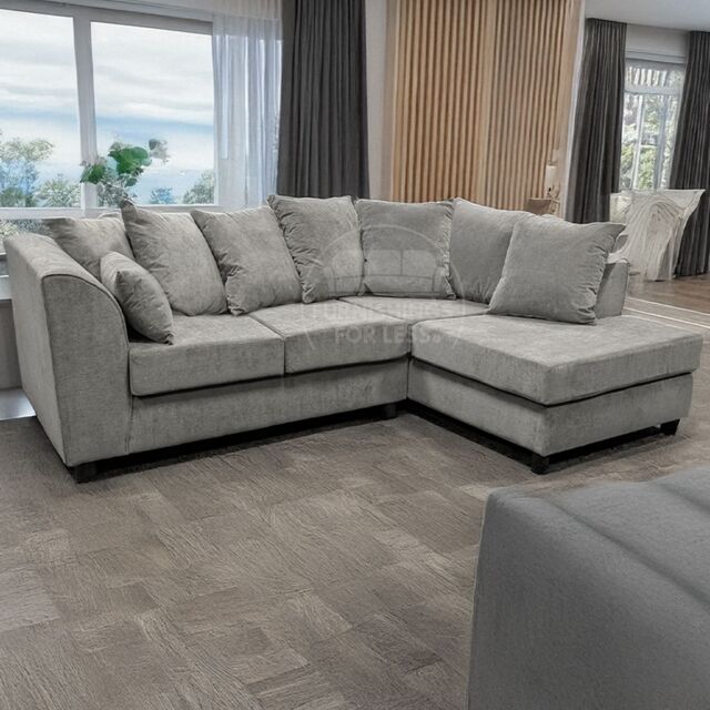 Furnishings For Less UK Casper Chenille 3 to 4 Seater L Shaped Corner Sofa Right Hand Facing in Grey - image 1