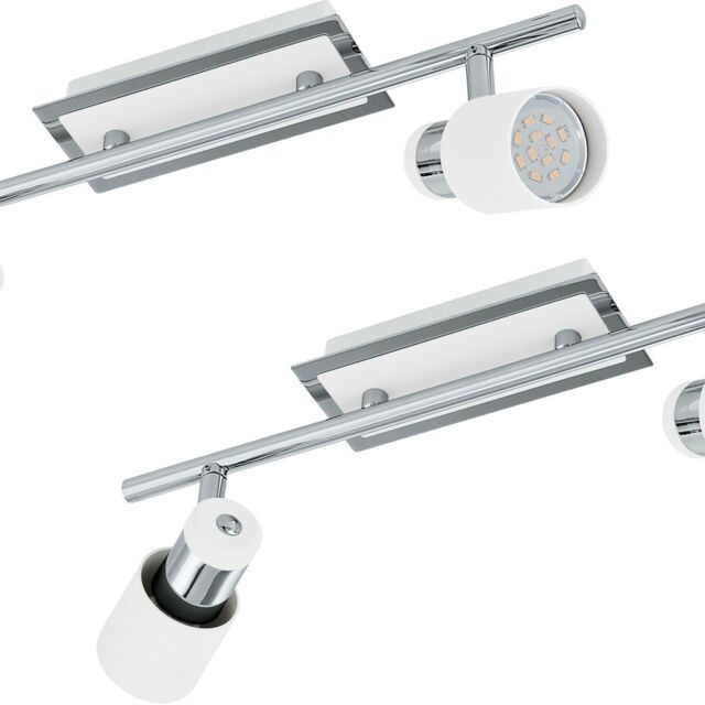 Loops 2 PACK Wall 2 Spot Light Colour Chrome Plated White Steel GU10 2x5W Included - image 1