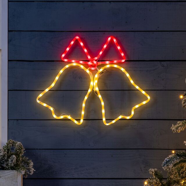 Christow Bell Rope Light Outdoor Christmas Decoration LED Xmas Silhouette Set of 3 - Size: 1 Pack - image 1