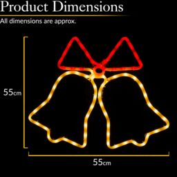 Christow Bell Rope Light Outdoor Christmas Decoration LED Xmas Silhouette Set of 3 - Size: 1 Pack - thumbnail 6