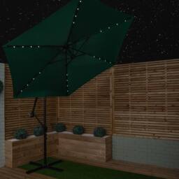 Samuel Alexander Green Cantilever Lit Banana Garden Parasol, Crank Handle & Solar LEDs - thumbnail 7