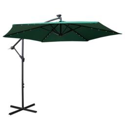 Samuel Alexander Green Cantilever Lit Banana Garden Parasol, Crank Handle & Solar LEDs - thumbnail 1