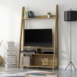 Lemon Pavilion Furniture Tiva Ladder TV Unit - MDF - L38.6 x W105 x H175.4 cm - Oak in Brown - Size: 1 Pack - thumbnail 3