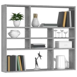 Berkfield Home Wall Shelf Grey Sonoma 90x16x78 cm Engineered Wood - Size: 90 x 16 x 78 cm - thumbnail 3