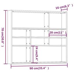 Berkfield Home Wall Shelf Grey Sonoma 90x16x78 cm Engineered Wood - Size: 90 x 16 x 78 cm - thumbnail 6