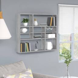 Berkfield Home Wall Shelf Grey Sonoma 90x16x78 cm Engineered Wood - Size: 90 x 16 x 78 cm - thumbnail 2