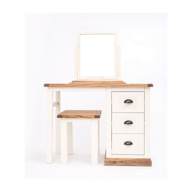 Cabinet Bits Tropea 3 Drawer Dressing Table Set Brass Cup Handle in Off-White - image 1