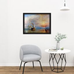 "Artery8 Wall Art Print Turner The Fighting Temeraire Ship Painting Large Framed Wall Décor Art in Light Oak - Size: W18"" x H24""" - thumbnail 2