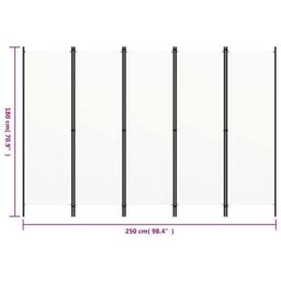 Berkfield Home 5-Panel Room Divider Cream White 250x180 cm - thumbnail 6