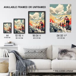 Artery8 Wall Art Print Modern Cycle Road Race Artwork Paris Roubaix Hell Of The North Haute Route Cycling Painting Art Framed in Black - Size: A4 - thumbnail 3