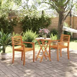 Berkfield Home Folding Garden Table √ò60x75 cm Solid Wood Acacia in Brown - Size: 60x75 cm - thumbnail 3