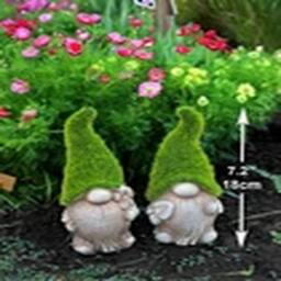 EONLION 2PCS FLOCKED GARDEN GONK GNOME ORNAMENT 2 DESIGNS DECOR PATIO in Green - thumbnail 2