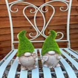 EONLION 2PCS FLOCKED GARDEN GONK GNOME ORNAMENT 2 DESIGNS DECOR PATIO in Green - thumbnail 5