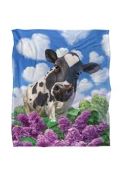 JQ Licensing Jlo Cow & Butterflies Garden Silky Touch Super Soft Throw Blanket 152 X 127 cm in White - thumbnail 1