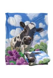 JQ Licensing Jlo Cow & Butterflies Garden Silky Touch Super Soft Throw Blanket 152 X 127 cm in White - thumbnail 2