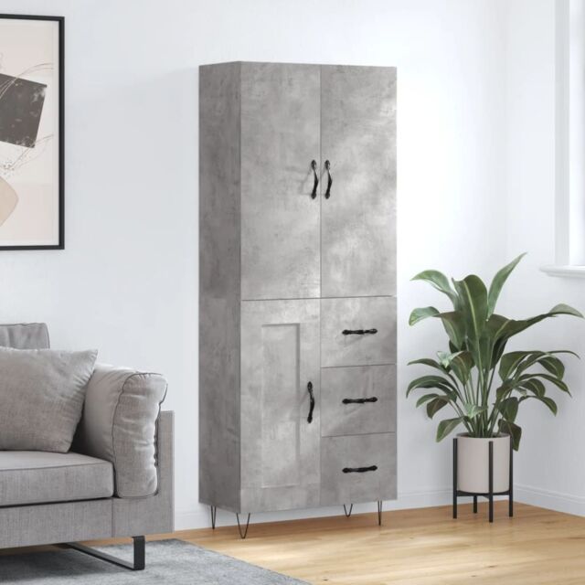 Berkfield Home Highboard Concrete Grey 69.5x34x180 cm Engineered Wood - image 1