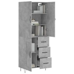 Berkfield Home Highboard Concrete Grey 69.5x34x180 cm Engineered Wood - thumbnail 3