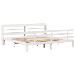 Berkfield Home Bed Frame with Headboard without Mattress White 180x200 cm Super King - thumbnail 3