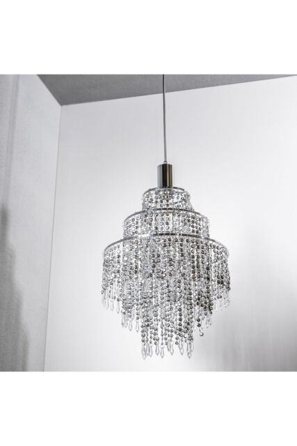 CGC Lighting 'Liza' Three Tier Extra Large Chandelier Crystal & Chrome Ceiling Light Shade in Clear - image 1