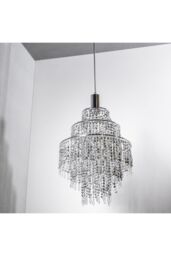 CGC Lighting 'Liza' Three Tier Extra Large Chandelier Crystal & Chrome Ceiling Light Shade in Clear