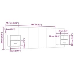 Berkfield Home Bed Headboard with Cabinets Smoked Oak Engineered Wood in Brown - thumbnail 6
