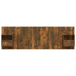 Berkfield Home Bed Headboard with Cabinets Smoked Oak Engineered Wood in Brown - thumbnail 4