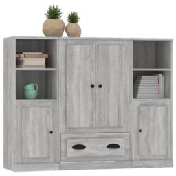 Berkfield Home Highboards 3 pcs Grey Sonoma Engineered Wood - thumbnail 4