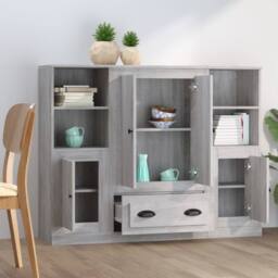 Berkfield Home Highboards 3 pcs Grey Sonoma Engineered Wood - thumbnail 3