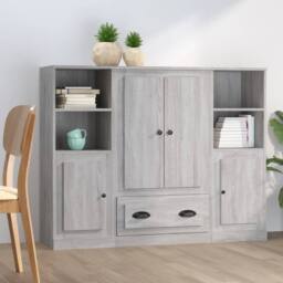 Berkfield Home Highboards 3 pcs Grey Sonoma Engineered Wood - thumbnail 2