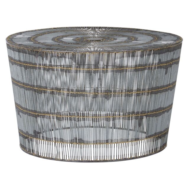 Orsina Natural Wireframe Coffee Table, Compact Small Round Table, Rustic Accent Table, Distinctive Decorative Table - image 1