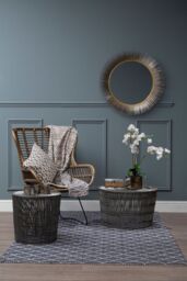 Orsina Natural Wireframe Coffee Table, Compact Small Round Table, Rustic Accent Table, Distinctive Decorative Table - thumbnail 2