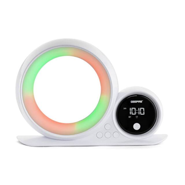 Geepas 3 in 1 Alarm Clock Bluetooth Speaker Desk Lamp & RGB LED Light in White - image 1