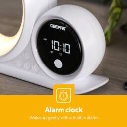 Geepas 3 in 1 Alarm Clock Bluetooth Speaker Desk Lamp & RGB LED Light in White - thumbnail 6