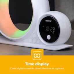 Geepas 3 in 1 Alarm Clock Bluetooth Speaker Desk Lamp & RGB LED Light in White - thumbnail 7