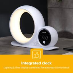 Geepas 3 in 1 Alarm Clock Bluetooth Speaker Desk Lamp & RGB LED Light in White - thumbnail 8