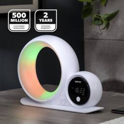 Geepas 3 in 1 Alarm Clock Bluetooth Speaker Desk Lamp & RGB LED Light in White - thumbnail 2