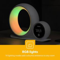 Geepas 3 in 1 Alarm Clock Bluetooth Speaker Desk Lamp & RGB LED Light in White - thumbnail 4