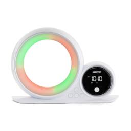 Geepas 3 in 1 Alarm Clock Bluetooth Speaker Desk Lamp & RGB LED Light in White - thumbnail 1