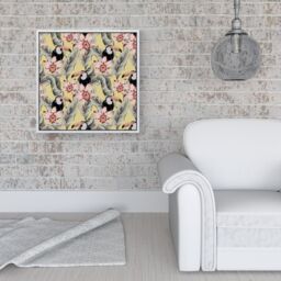 Warren Reed - Designer Toucans, Orchids & Palm Leaves Framed Canvas in Off-White - Size: w10 inch x h10 inch - thumbnail 2