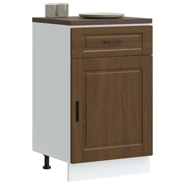 Berkfield Home Kitchen Base Cabinet Porto Brown Oak Engineered Wood - image 1