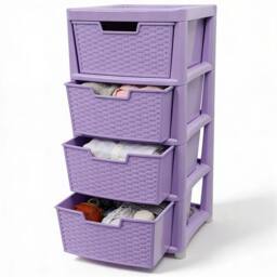 VOGREX 4 Tier Plastic Organizer Cabinet in Lilac Rattan Style in Purple - thumbnail 4