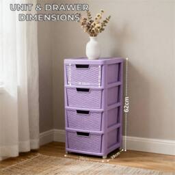 VOGREX 4 Tier Plastic Organizer Cabinet in Lilac Rattan Style in Purple - thumbnail 2