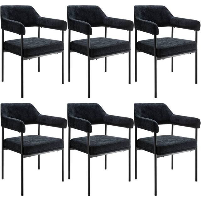 tectake Armchair Doe Set Of 6 - Woven Fabric Black/Black in Black - Size: 6 Pack - image 1