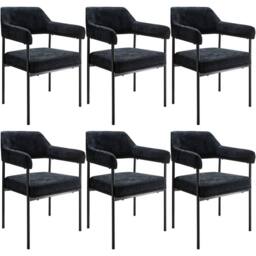 tectake Armchair Doe Set Of 6 - Woven Fabric Black/Black in Black - Size: 6 Pack - thumbnail 1