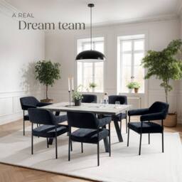 tectake Armchair Doe Set Of 6 - Woven Fabric Black/Black in Black - Size: 6 Pack - thumbnail 8